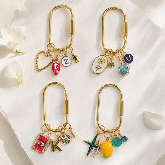 Personalized Initial Keychain with Birthstone Charm