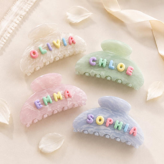 Personalized Bubble Letter Hair Clip