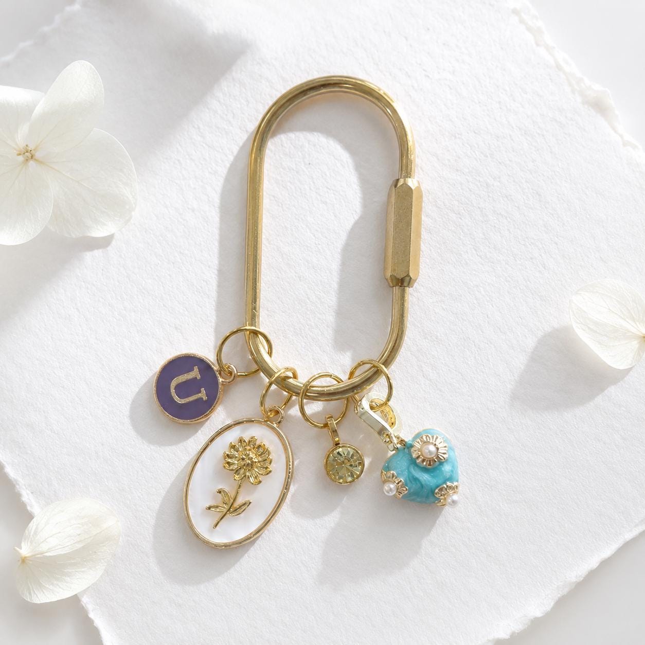 Personalized Initial Keychain with Birthstone Charm