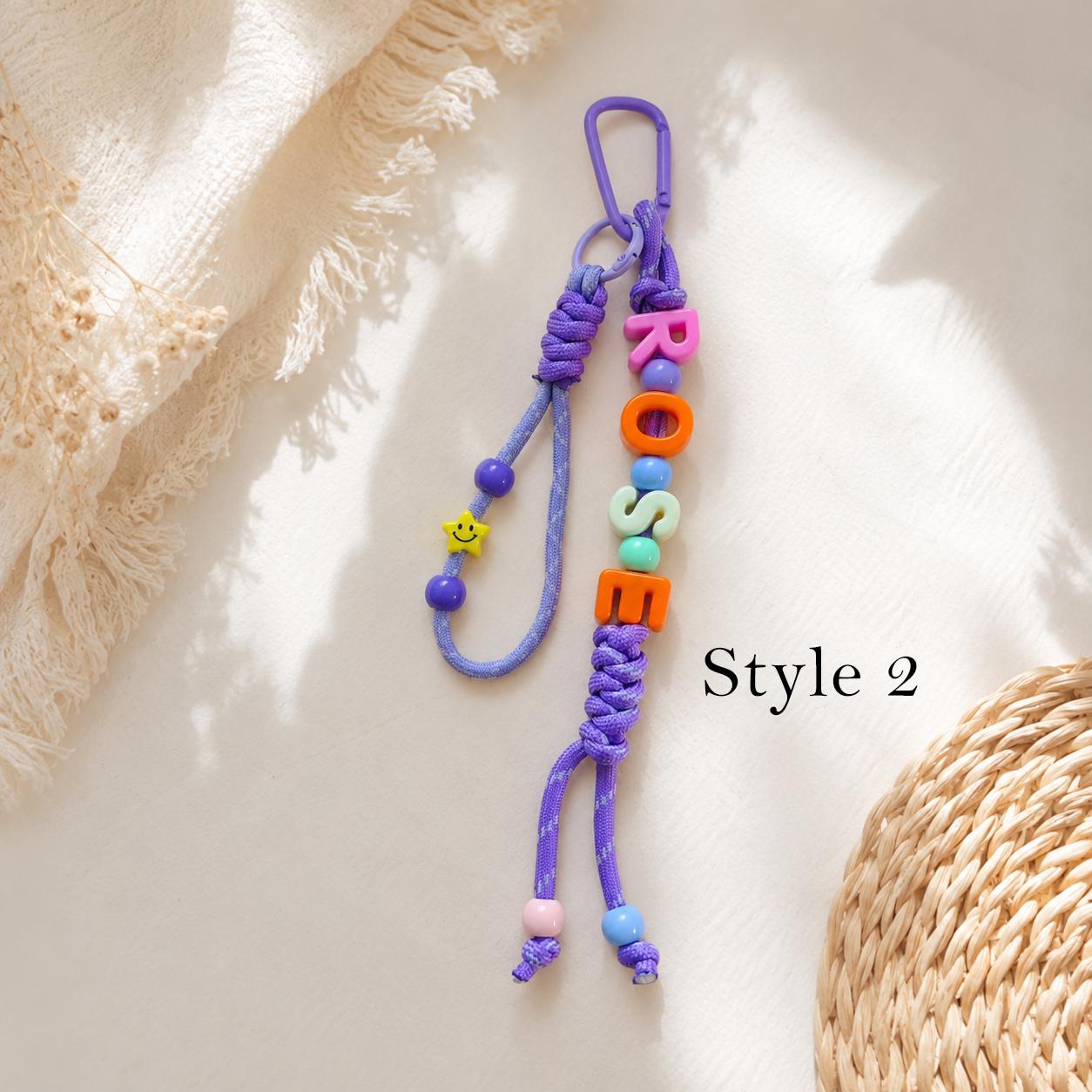 Custom Letter Beaded Bag Charm, Colorful Name Keychain