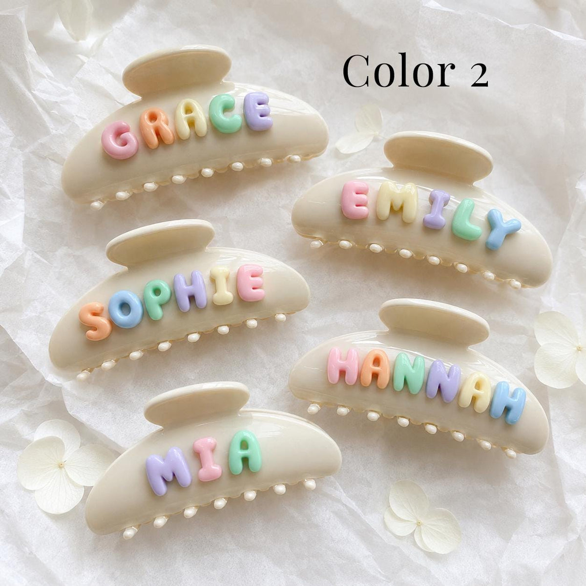 Personalized Bubble Letter Claw Clip
