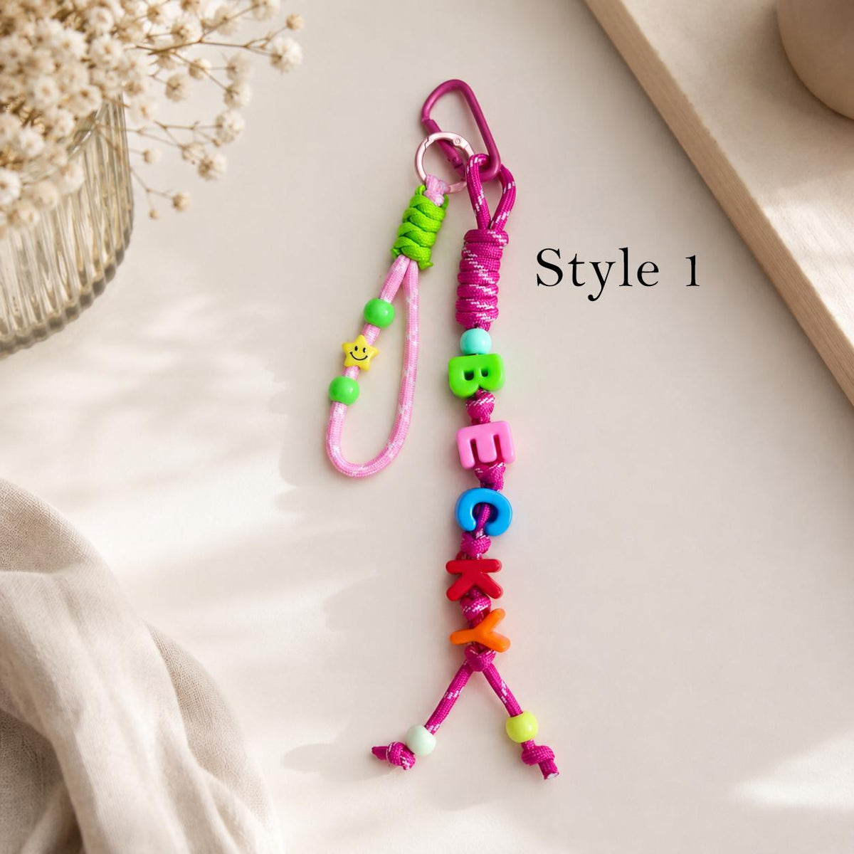 Custom Letter Beaded Bag Charm, Colorful Name Keychain