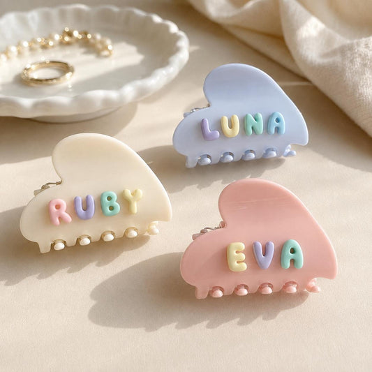 Custom Claw Clip with Name – Bubble Letter Style