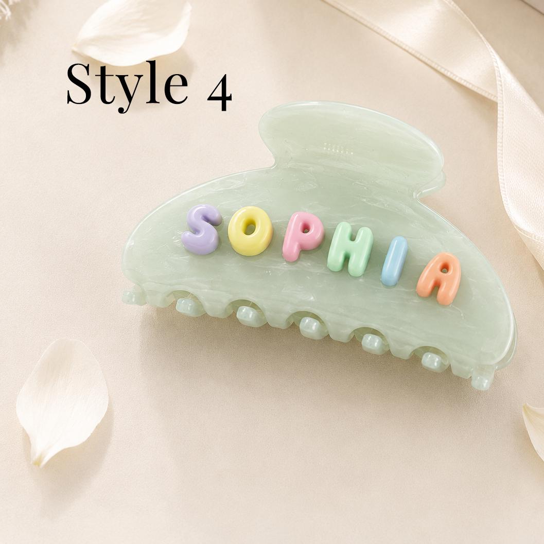 Personalized Bubble Letter Hair Clip