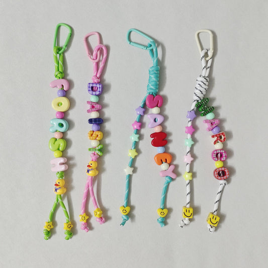 Custom Beaded Name Keychain, Colorful Bag Tag Accessory