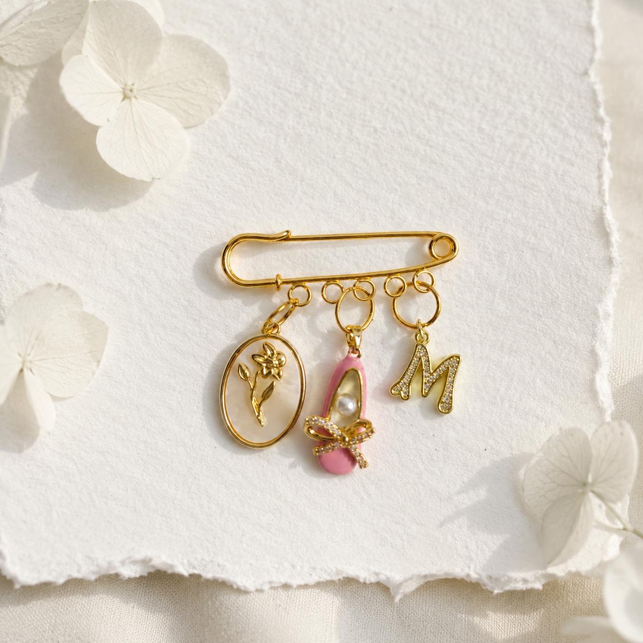 Personalized Initial Safety Pin Keychain