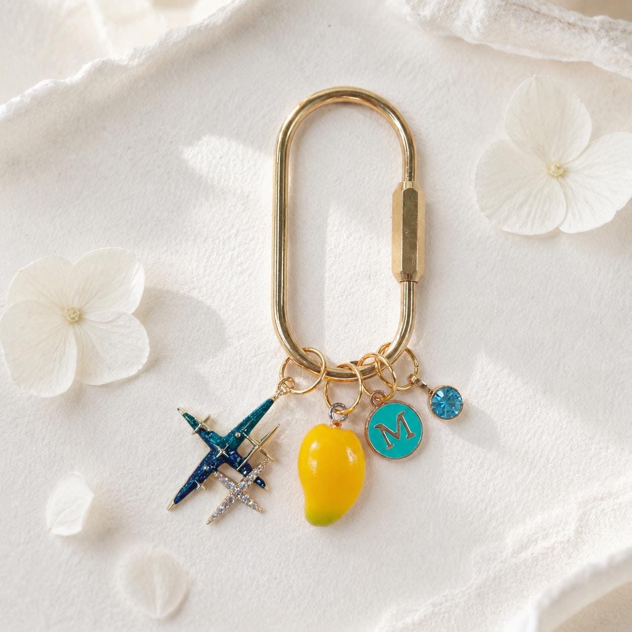Personalized Initial Keychain with Birthstone Charm