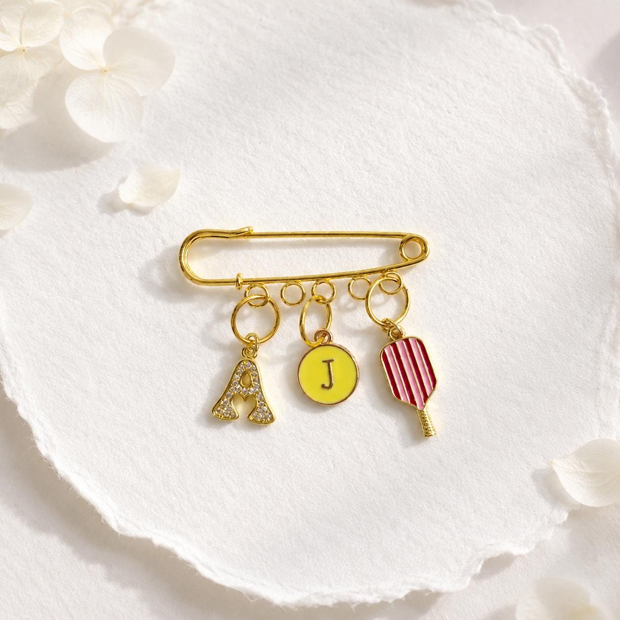 Personalized Initial Safety Pin Keychain
