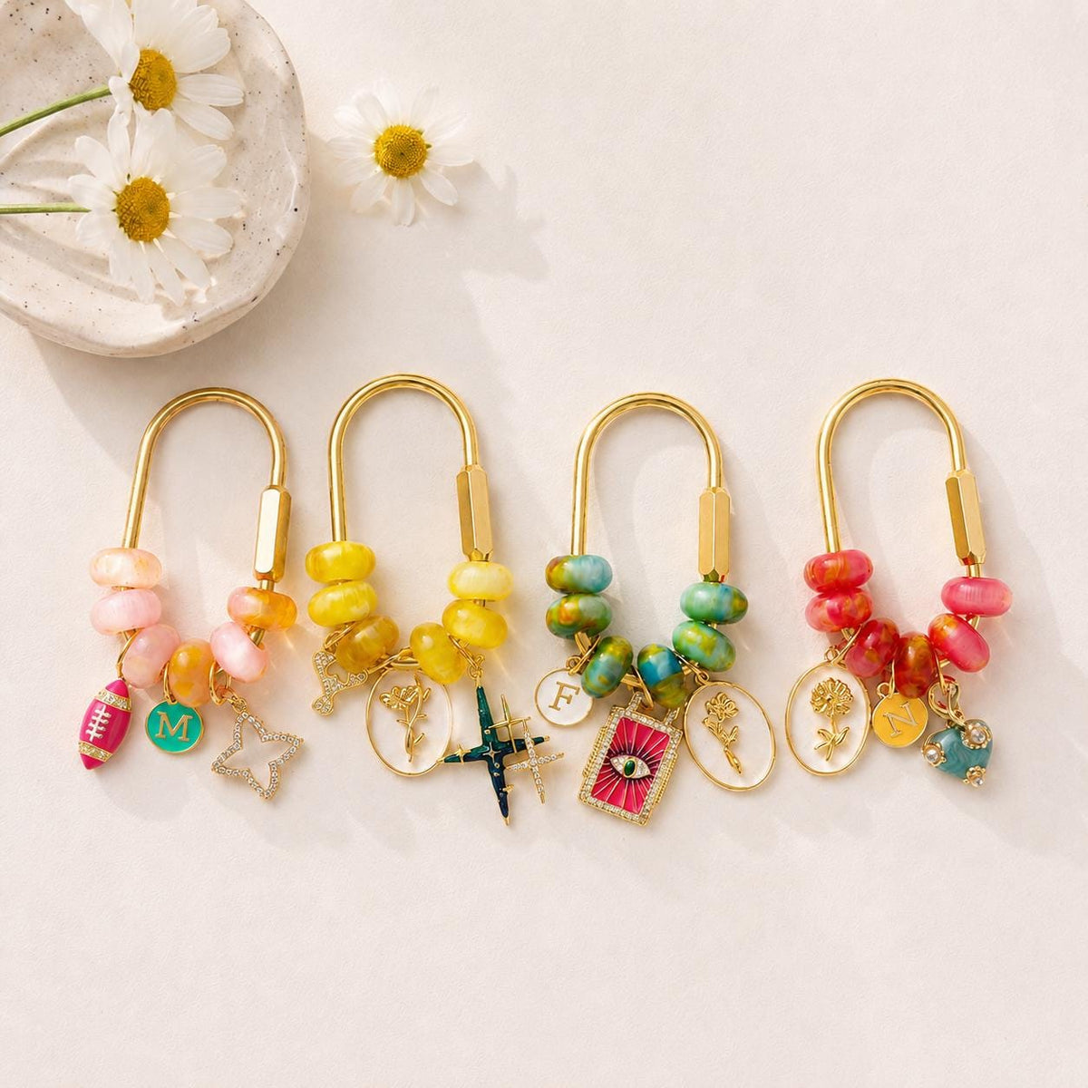 Personalized Beaded Initial Bag Charm