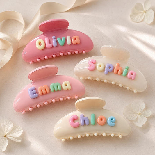 Personalized Bubble Letter Claw Clip