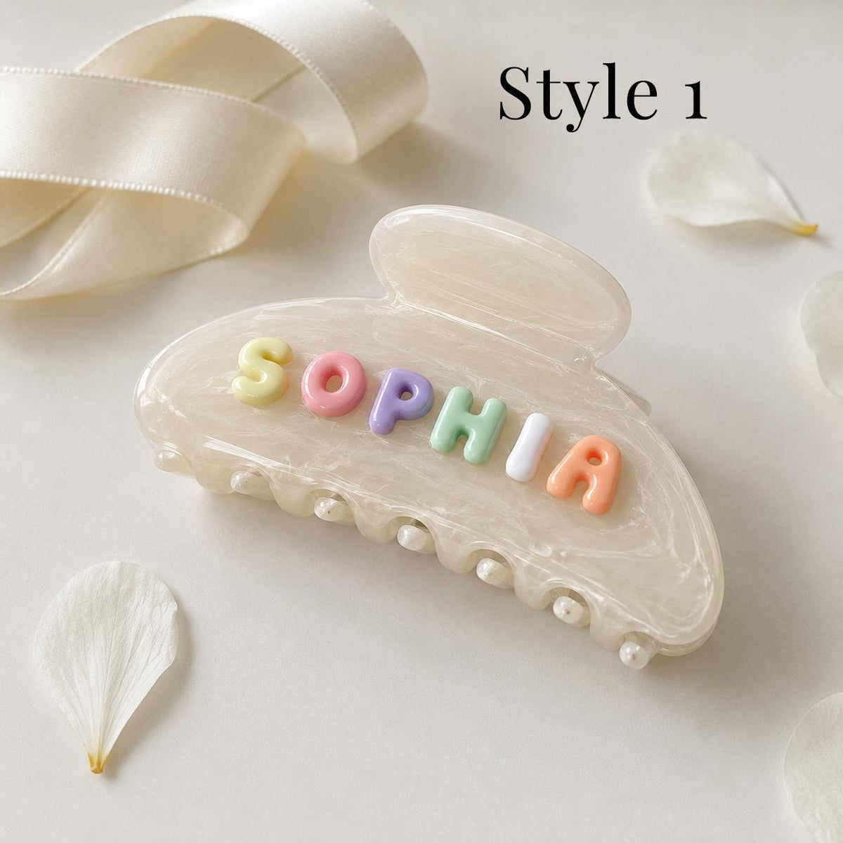 Personalized Bubble Letter Hair Clip