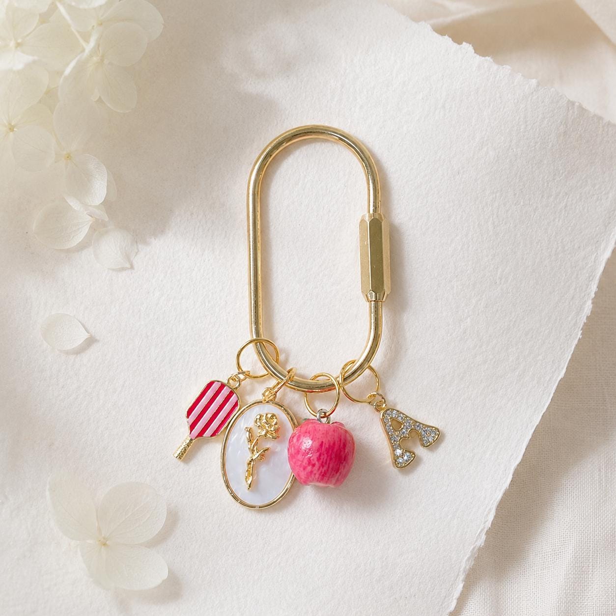 Personalized Initial Keychain with Birthstone Charm