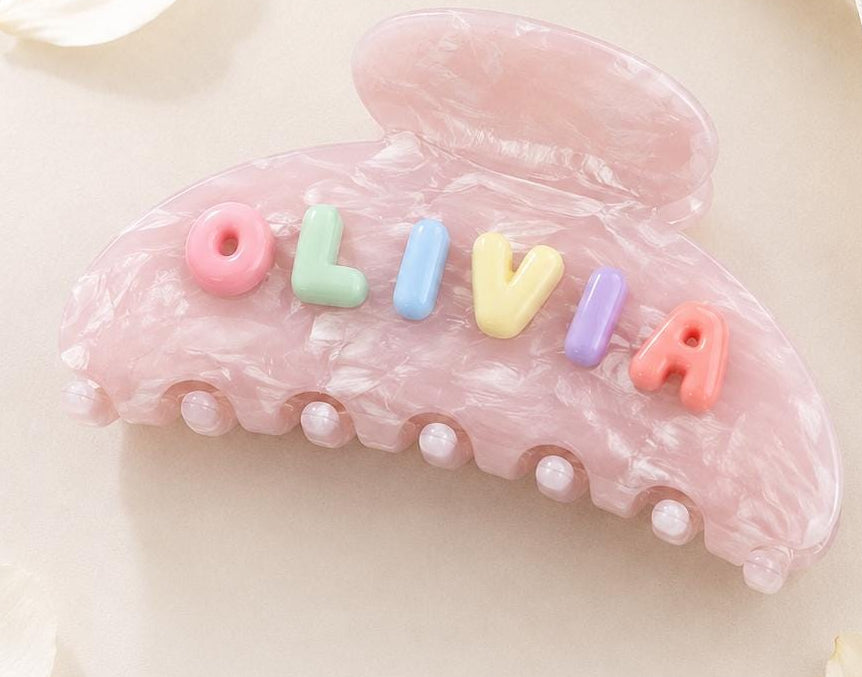 Personalized Bubble Letter Hair Clip