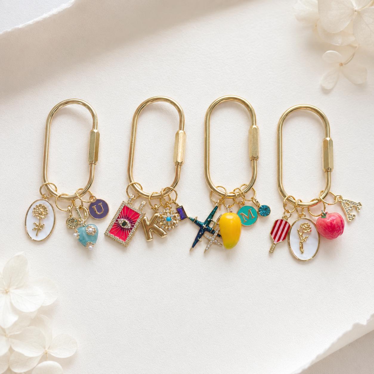 Personalized Initial Keychain with Birthstone Charm