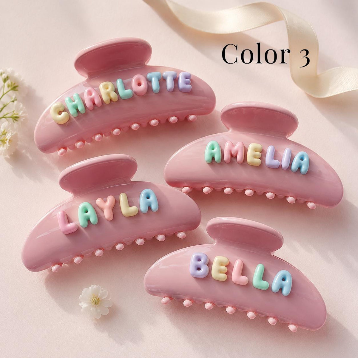 Personalized Bubble Letter Claw Clip