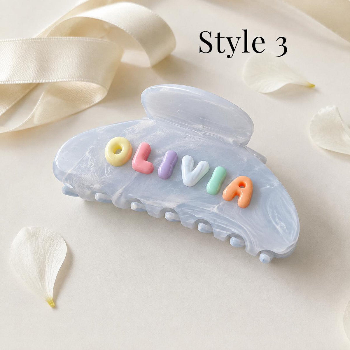 Personalized Bubble Letter Hair Clip