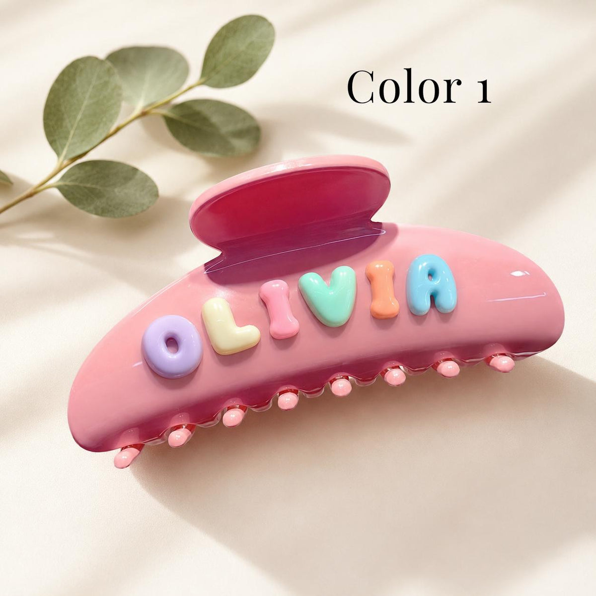 Personalized Bubble Letter Claw Clip