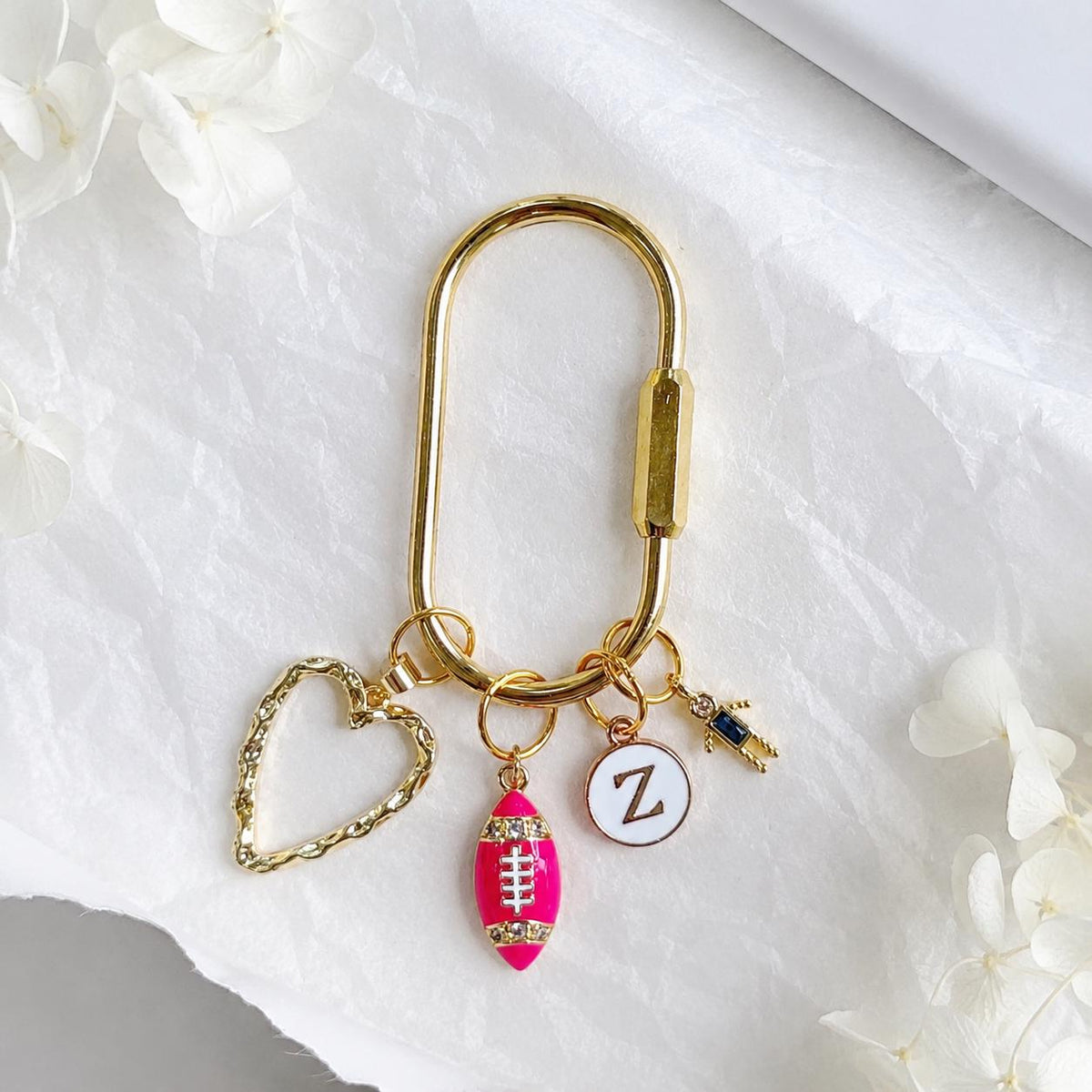 Personalized Initial Keychain with Birthstone Charm