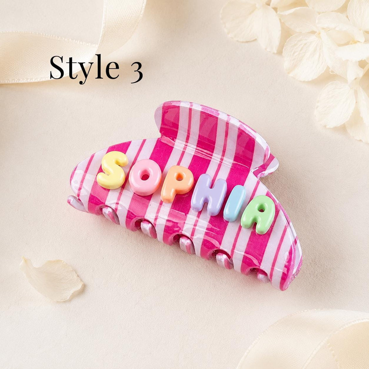 Custom Name Hair Clip – Bubble Letter Claw Clip