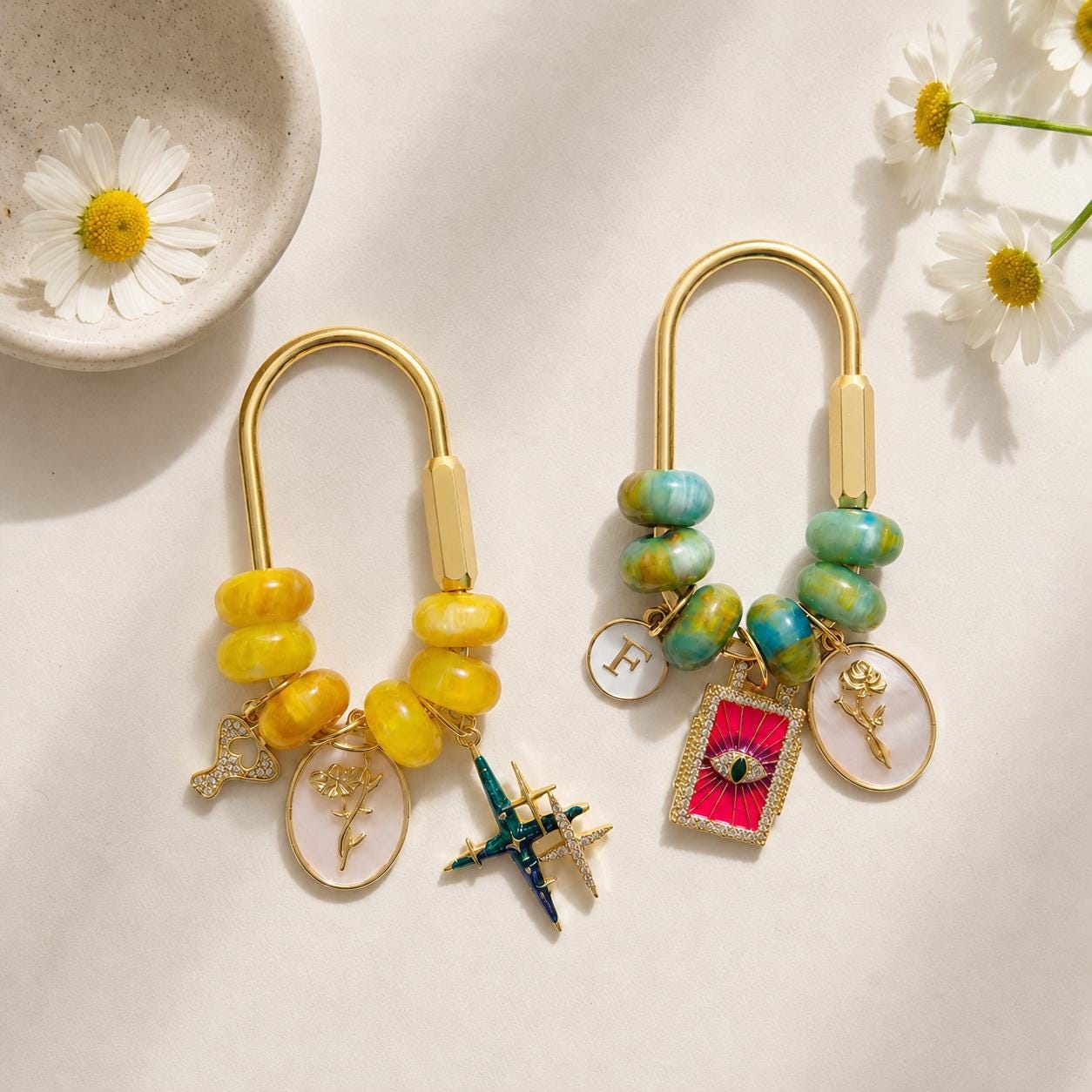 Personalized Beaded Initial Bag Charm