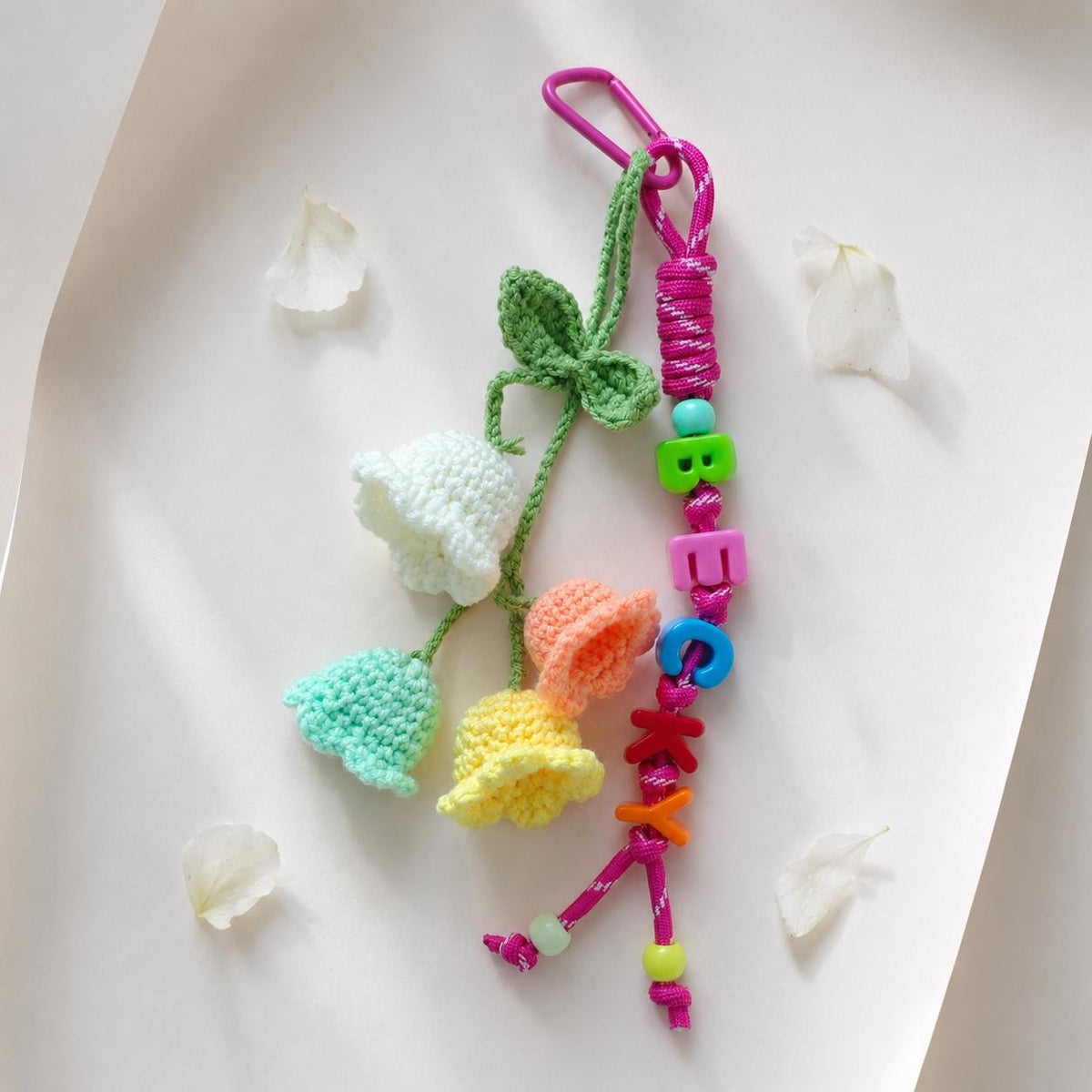 Custom Name Beaded Bag Charm, Colorful Flower Keychain