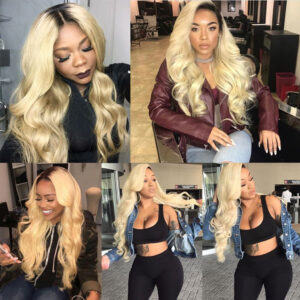1b/613 Ombre Blonde Human Hair Body Wave 3 Bundles With 4*4 Lace Closure 7 1b 613body - hicrazycat
