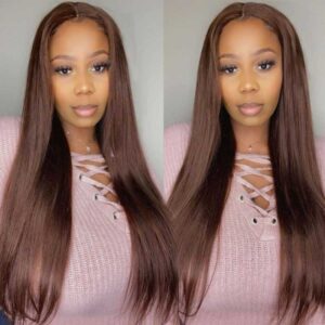4 brown straight lace front wig - hicrazycat