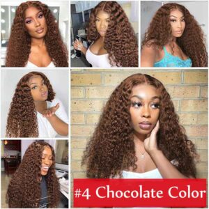 #4 Chocolate Brown Wig Deep Wave 4x4 13x4 Lace Front Human Hair Wigs 6 4 colored brown wig deep wave 6 - hicrazycat