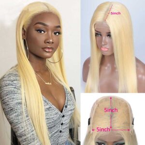 613 blonde hair 5x5 lace closure wig 5 - hicrazycat