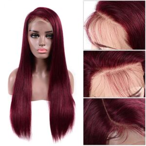 99J Wig Silky Straight Burgundy 13x4 13x6 Transparent HD Lace Front Human Hair Wigs 7 99J Straight hd Lace Front Wigs 3 - hicrazycat