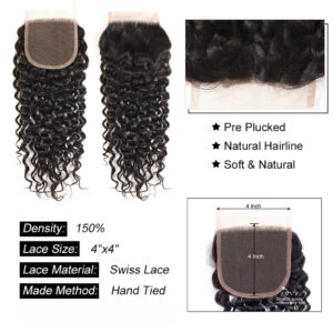 Ashimary Hair Water Wave Bundles with Closure Remy Hair Weave Peruvian Human Hair 3 Bundles with - hicrazycat
