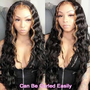 Deep Wave Wig highlight Lace Front Human Hair Wigs - hicrazycat