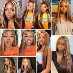 Highlight Brown Lace Front Wigs 4 - hicrazycat