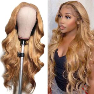 #27 Honey Brown Hair Wig 4x4 13x4 Lace Wigs Body Wave Virgin Human Hair Wigs 7 Honey Brown Lace Front Wig 27 Color Ombre Human Hair Wigs 1 - hicrazycat