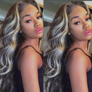 KissLove Hair Body Wave Platinum Highlight Wig Transparent Lace Front Human Hair Wigs 3 - hicrazycat