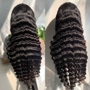 KissLove Hair Crimped Loose Deep Wave 13x4 Lace Front Human Hair Wigs - hicrazycat