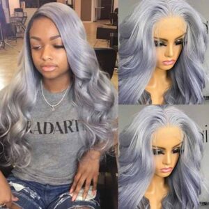 Colored Wigs Dyed From 613 Blonde Body Wave 13x4 HD Lace Front Human Hair Wigs 6 KissLove Hair Gray Color Body Wave 13x4 Lace Frontal Human Hair Wigs - hicrazycat