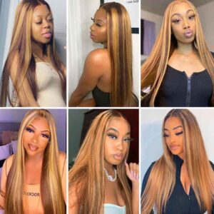 KissLove Hair Highlight Honey Brown Straight Human Hair Bundles 5 - hicrazycat