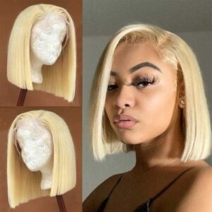 613 Honey Blonde Bob Wig 13x4 HD Transparent Lace Front Human Hair Wigs 4 Kisslove Hair 613 Blonde Hair Bob Wig 13x4 HD Lace Wigs Straight Human Hair Wigs 1 - hicrazycat