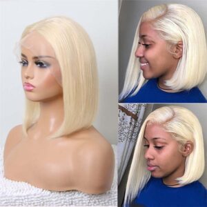613 Honey Blonde Bob Wig 13x4 HD Transparent Lace Front Human Hair Wigs 5 Kisslove Hair 613 Blonde Hair Bob Wig 13x4 HD Lace Wigs Straight Human Hair Wigs 4 - hicrazycat