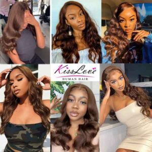 #4 Chocolate Brown Hair Wig Body Wave 4x4 13x4 Lace Front Human Hair Wigs 6 Kisslove Hair Body Wave Chocolate Brown Lace Front Human Hair wigs 4 - hicrazycat