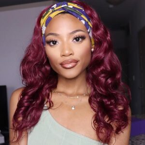 Kisslove Hair Burgundy 99j Headband Wig Human Hair Body Wave Wig With Black Roots 2 - hicrazycat
