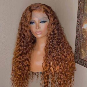 Kisslove Hair Deep Wave 30 Brown Curly Lace Front Human Hair wigs 2 - hicrazycat