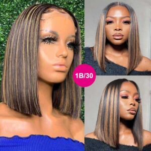 Kisslove Hair Highlight Bob Wig 13x4 HD Lace Wigs Straight Human Hair Wigs 1b 30 5 - hicrazycat