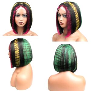 Kisslove Hair Rainbow Highlight Bob Wig HD Lace Wigs Straight Human Hair Wigs 2 - hicrazycat