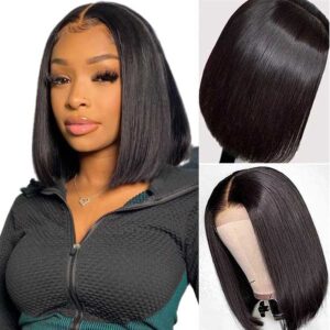 Kisslove Hair Short Bob Wig 4x4 Transparent Lace Wigs Straight Human Hair Wigs 2 - hicrazycat