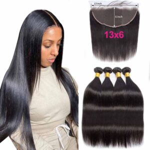 Kisslove hair Brazilian Straight Bundles With 13x6 HD Lace Frontal Closure with Baby Hair 1 - hicrazycat