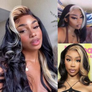 Blonde/Brown/Pink Skunk Stripe Highlights Body Wave Human Hair 13*4 Transparent HD Lace Wigs 4 Kisslove Hair Red Skunk Stripe Hair Natural Body Wave Hairstyle Lace Wigs 5 1b1cfabf 2d91 4e5f a853 cb2f2bab9db2 - hicrazycat