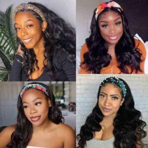 Headband Wig Body Wave Gluless 10A Virgin Humam Hair Wigs 5 Kisslove hair Body Wave Headband Wig Human Hair Wigs 3 - hicrazycat