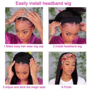 Headband Wig Silky Straight Hair 10A Virgin Human Hair Wigs 7 human hair headband wig install 1 - hicrazycat